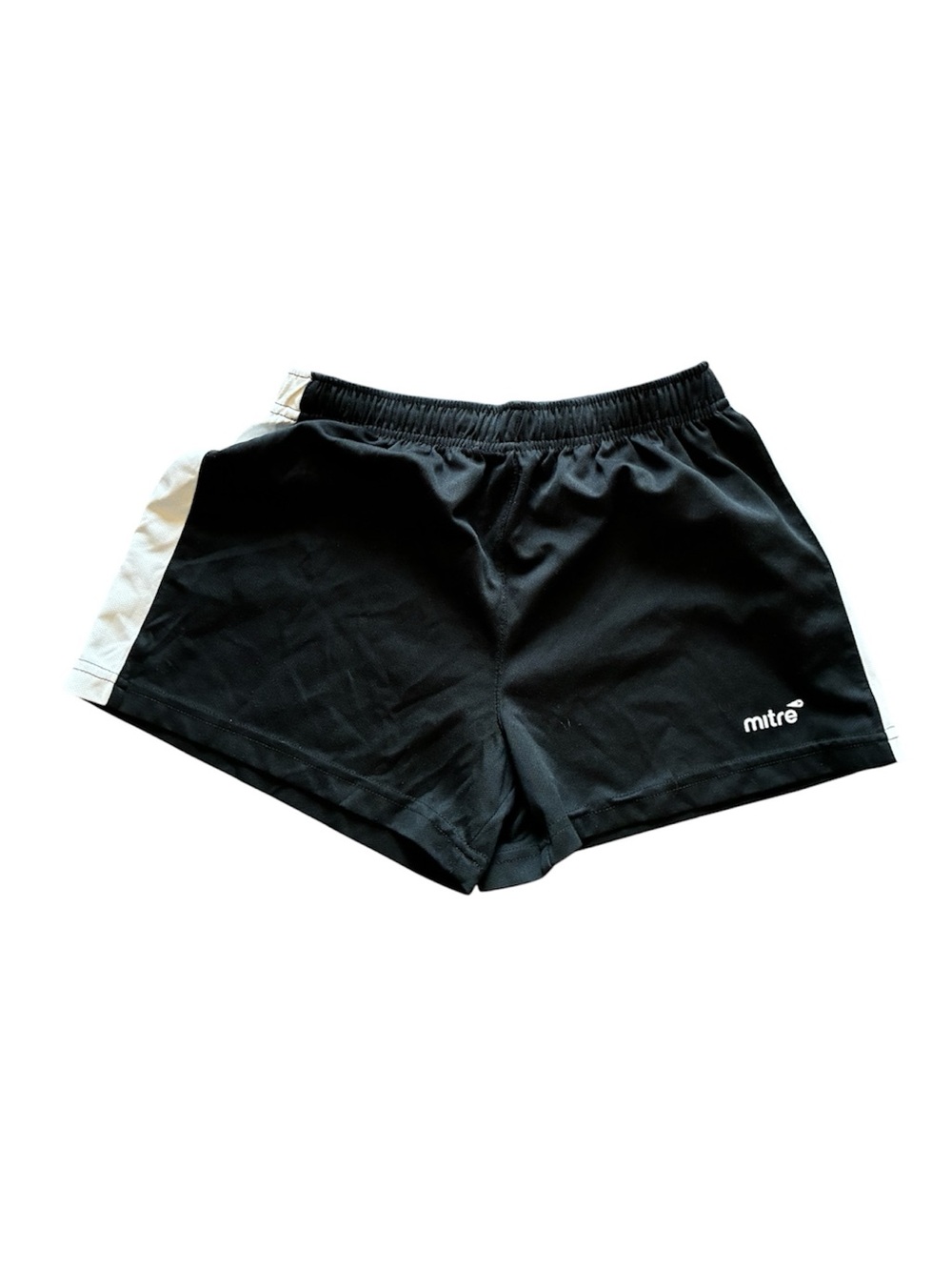 Mitre Black Athletic Running Shorts with White Side Stripe Size Small
